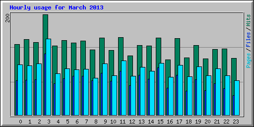 Hourly usage for March 2013